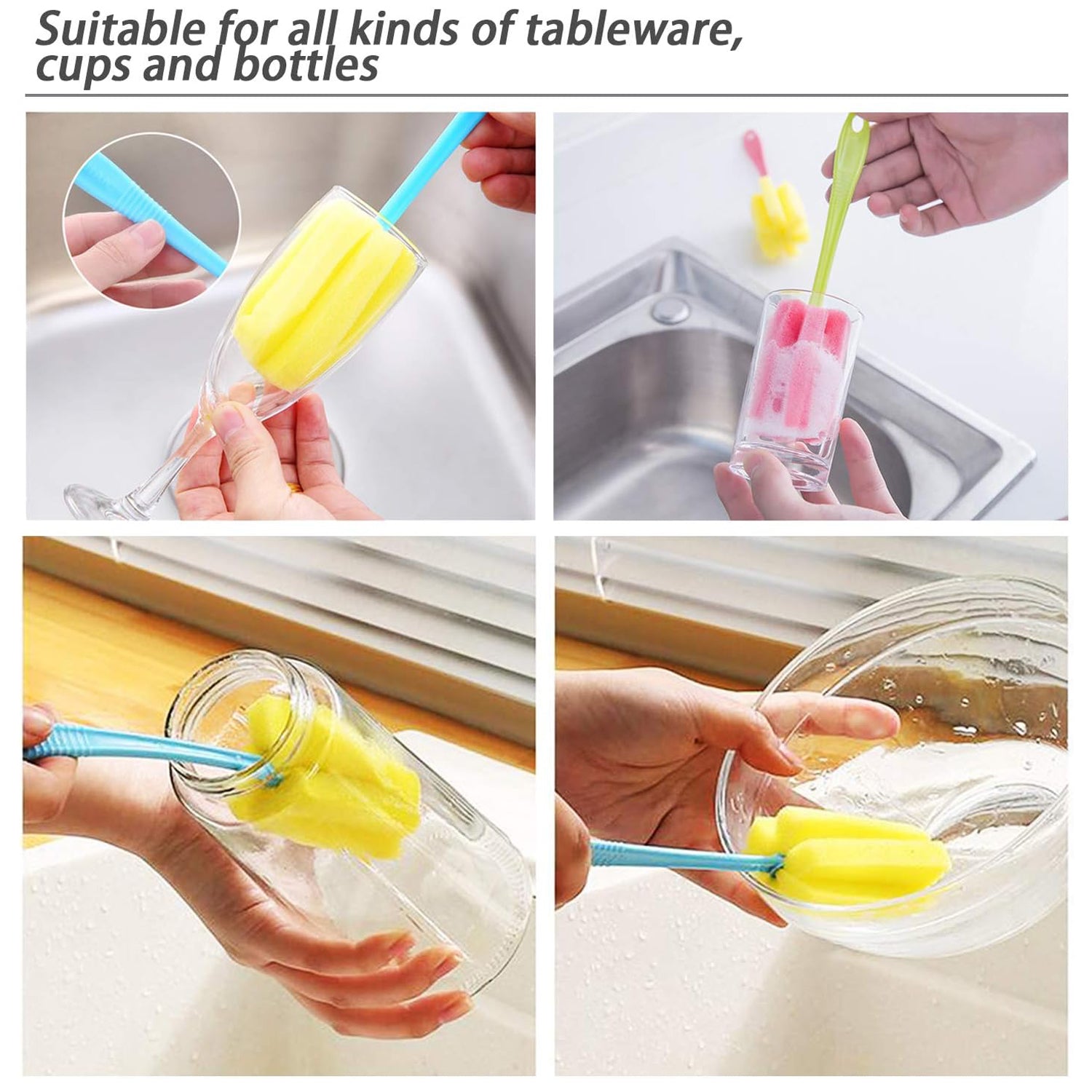 7443 Sponge Cup Washing Brush/ Washing Cup Milk Bottle Cleaning Brush Kitchen Brush Water Cup Tea Cup Brush, Sponge Head Household Kitchen Cleaning Tool (20Cm) 7443 Sponge Cup Washing Brush/ Washing Cup Milk Bottle Cleaning Brush Kitchen Brush Water Cup Tea Cup Brush, Sponge Head Household Kitchen Cleaning Tool (20Cm)